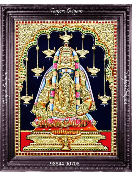 Pillayarpatti Karpaga Vinayagar Tanjore Painting